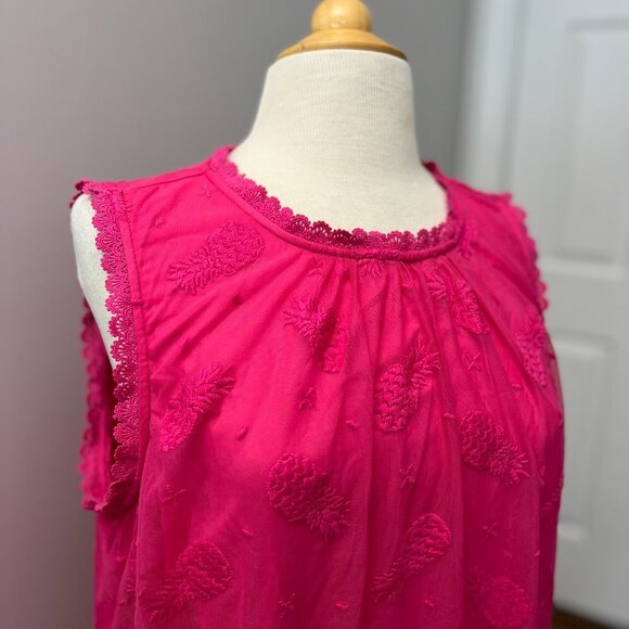 Torrid Ruffle Mock Neck Pineapple PinkTank Sz 1 (1X) - Picture 3 of 11